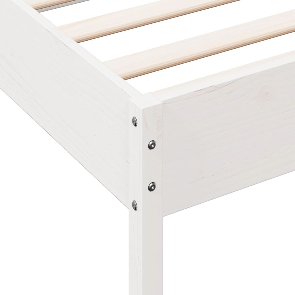 Bed Frame White 75x190 cm Small Single Solid Wood Pine