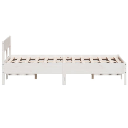 Bed Frame with Headboard White 160x200 cm Solid Wood Pine