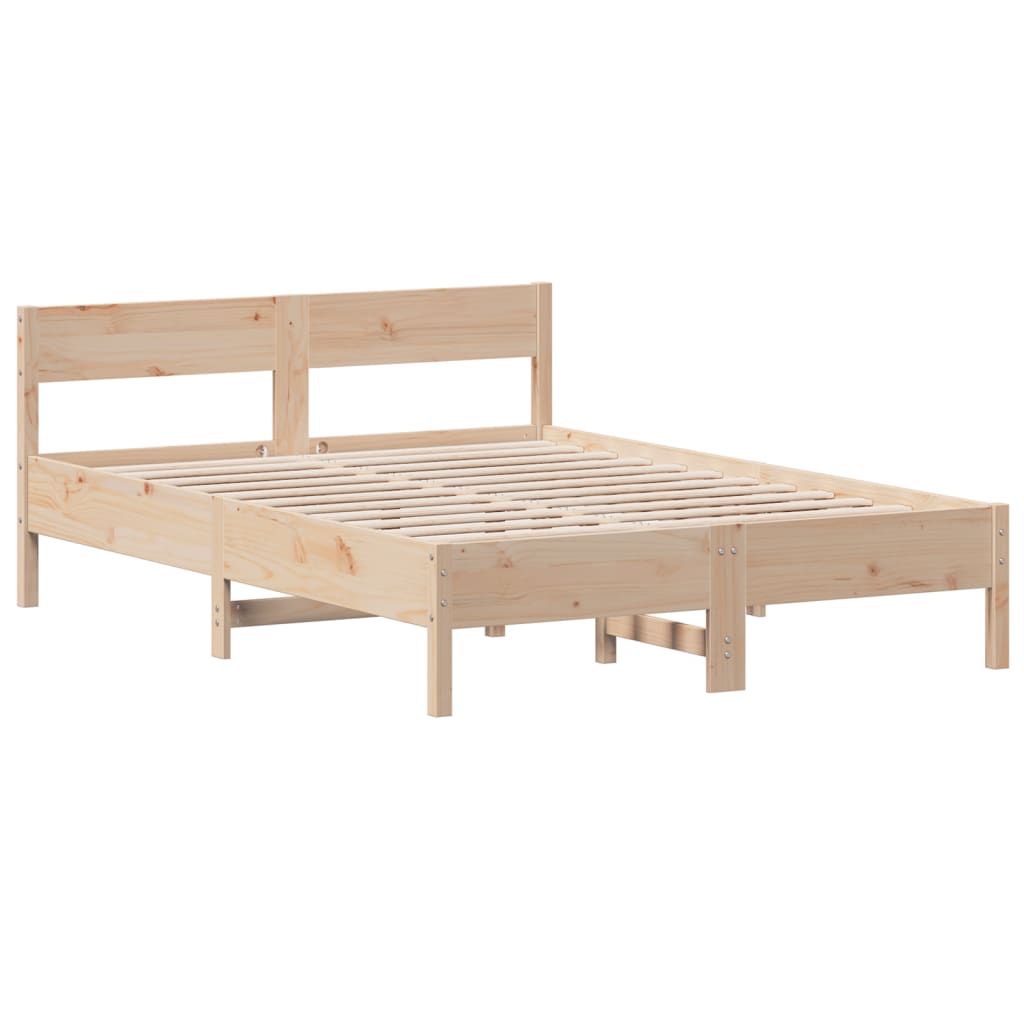 Bed Frame with Headboard 150x200 cm King Size Solid Wood Pine