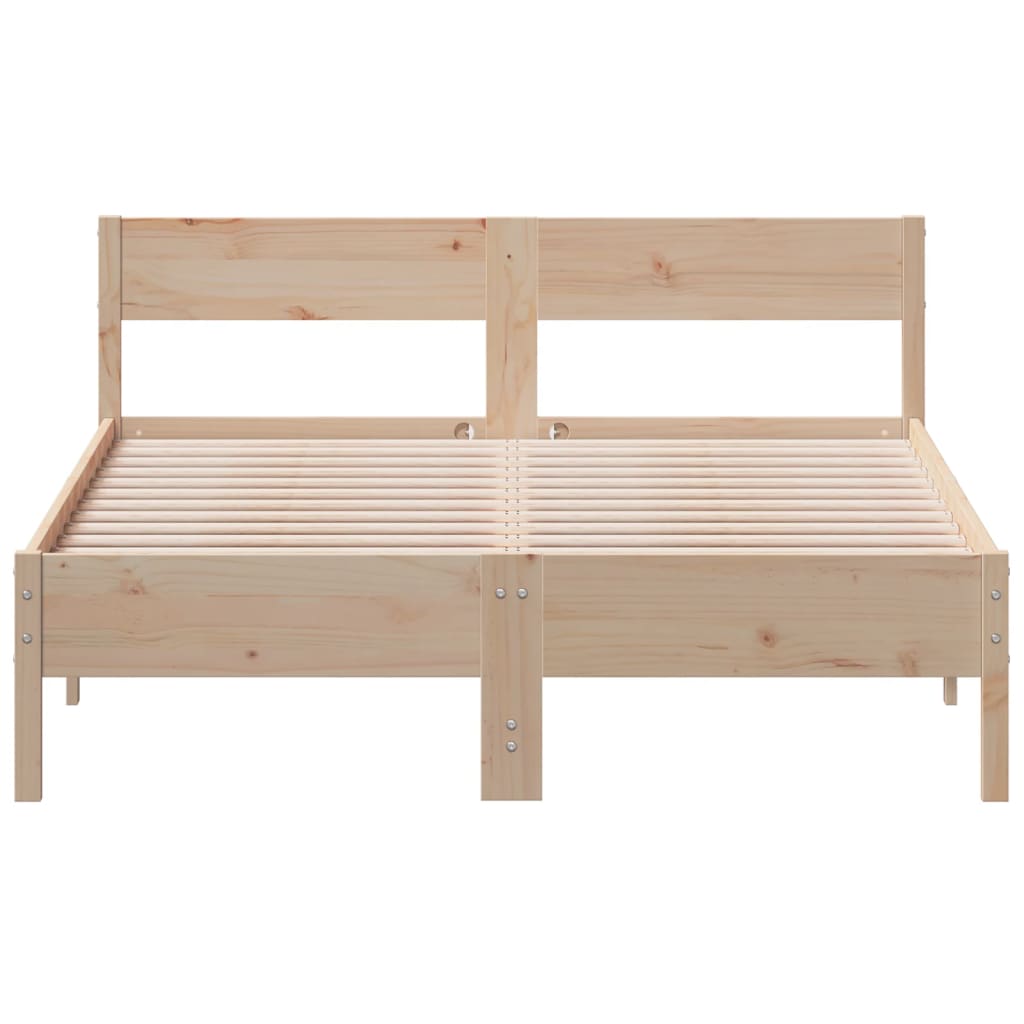 Bed Frame with Headboard 150x200 cm King Size Solid Wood Pine