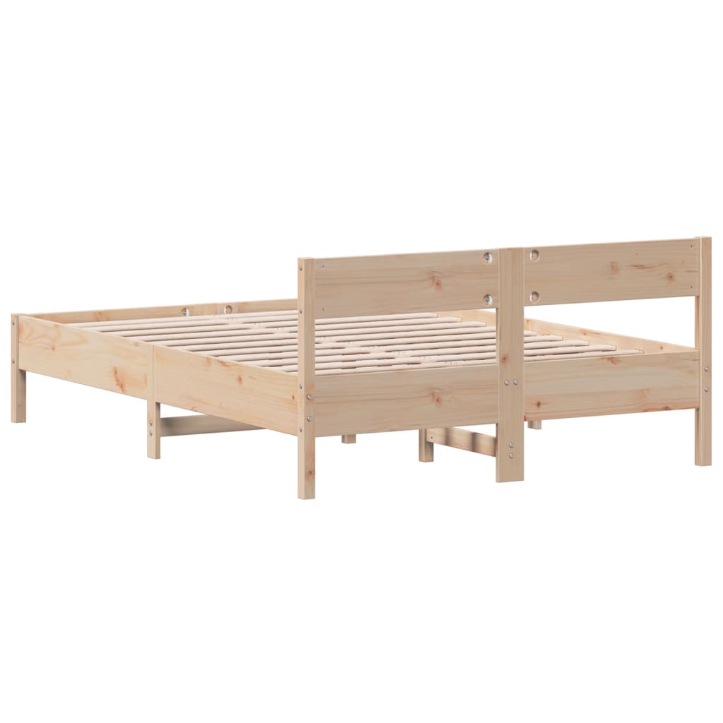 Bed Frame with Headboard 150x200 cm King Size Solid Wood Pine