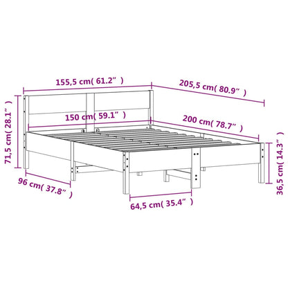 Bed Frame with Headboard 150x200 cm King Size Solid Wood Pine