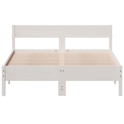 Bed Frame with Headboard White 150x200 cm King Size Solid Wood Pine