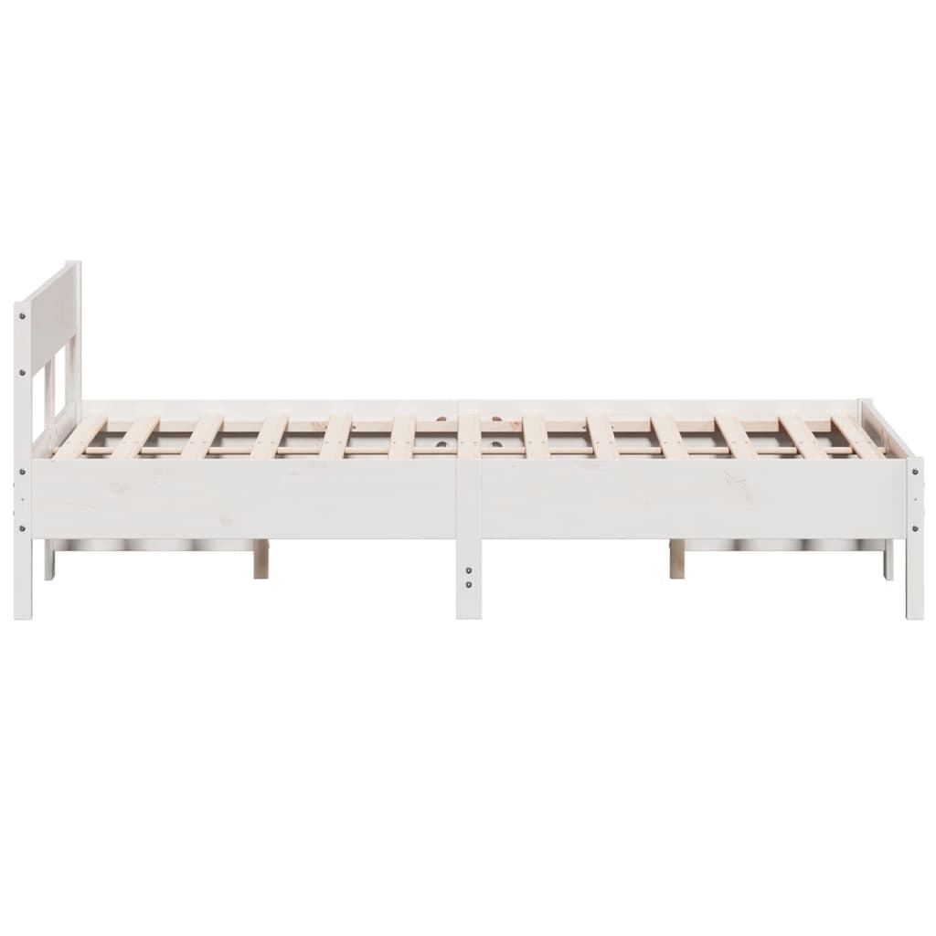 Bed Frame with Headboard White 150x200 cm King Size Solid Wood Pine