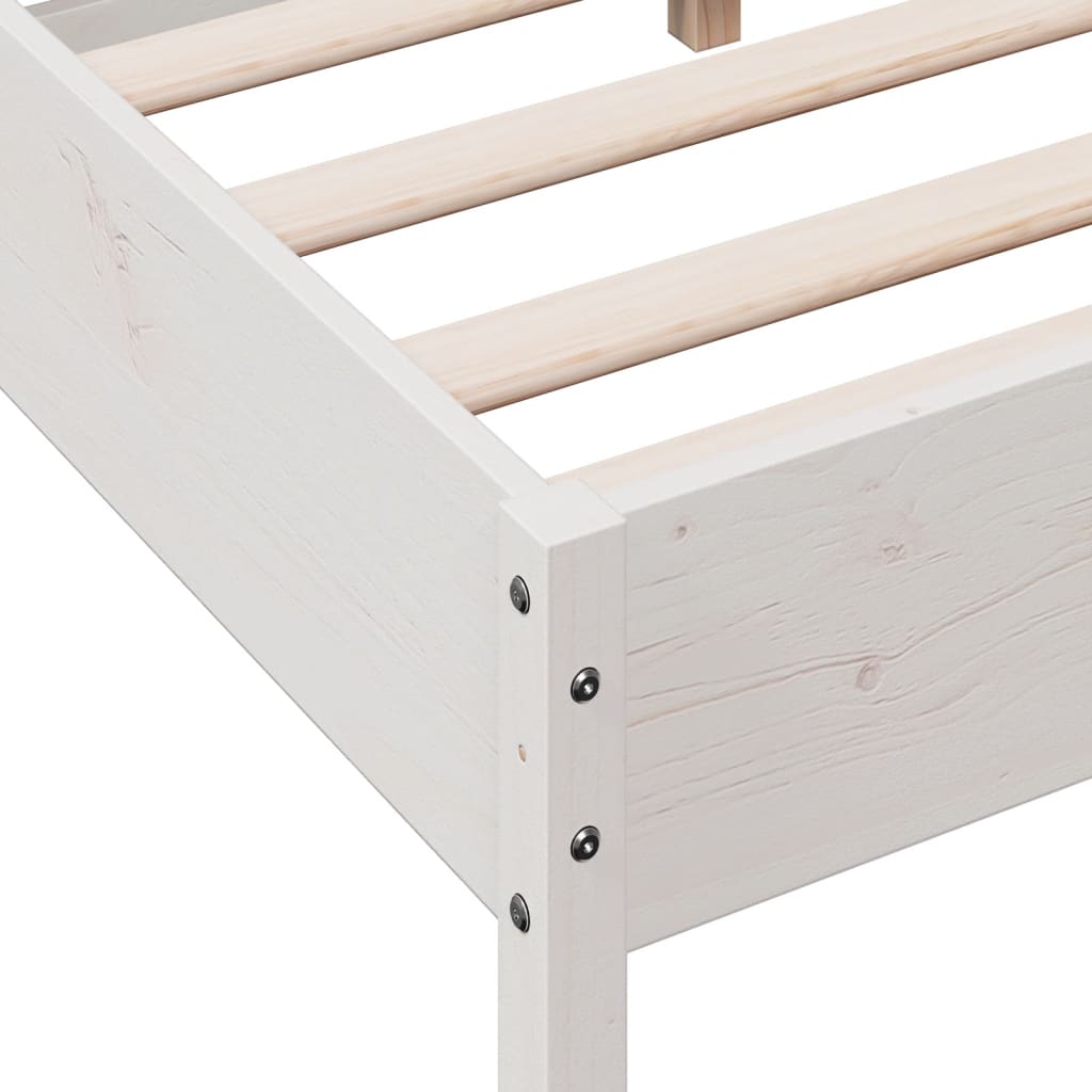 Bed Frame with Headboard White 150x200 cm King Size Solid Wood Pine