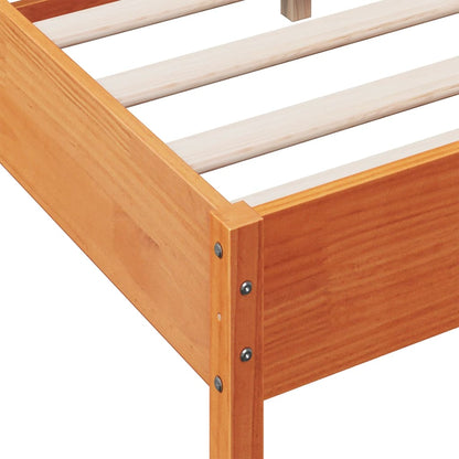 Bed Frame with Headboard Wax Brown 150x200 cm King Size Solid Wood Pine