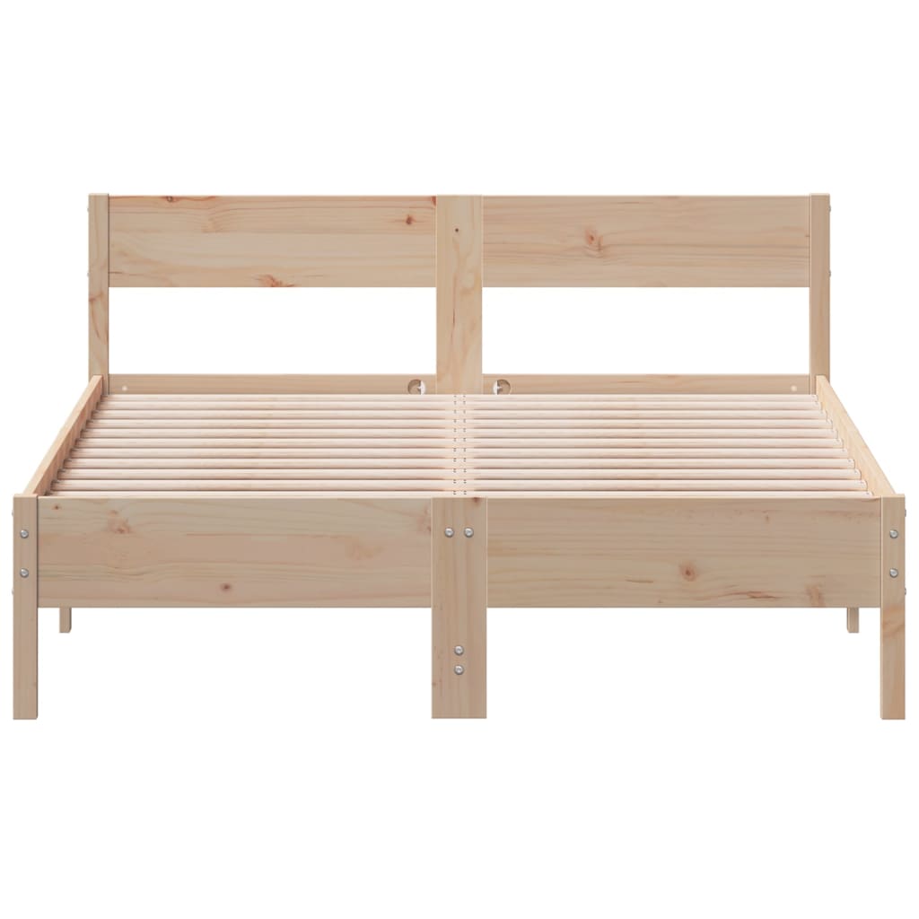 Bed Frame with Headboard 140x200 cm Solid Wood Pine