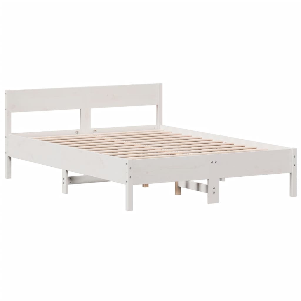 Bed Frame with Headboard White 140x200 cm Solid Wood Pine