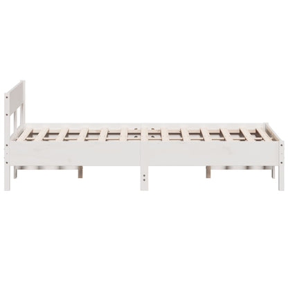 Bed Frame with Headboard White 120x200 cm Solid Wood Pine