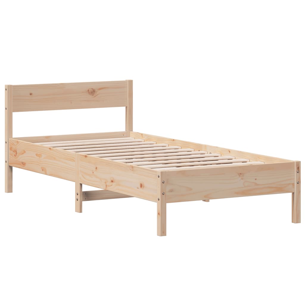 Bed Frame with Headboard 100x200 cm Solid Wood Pine