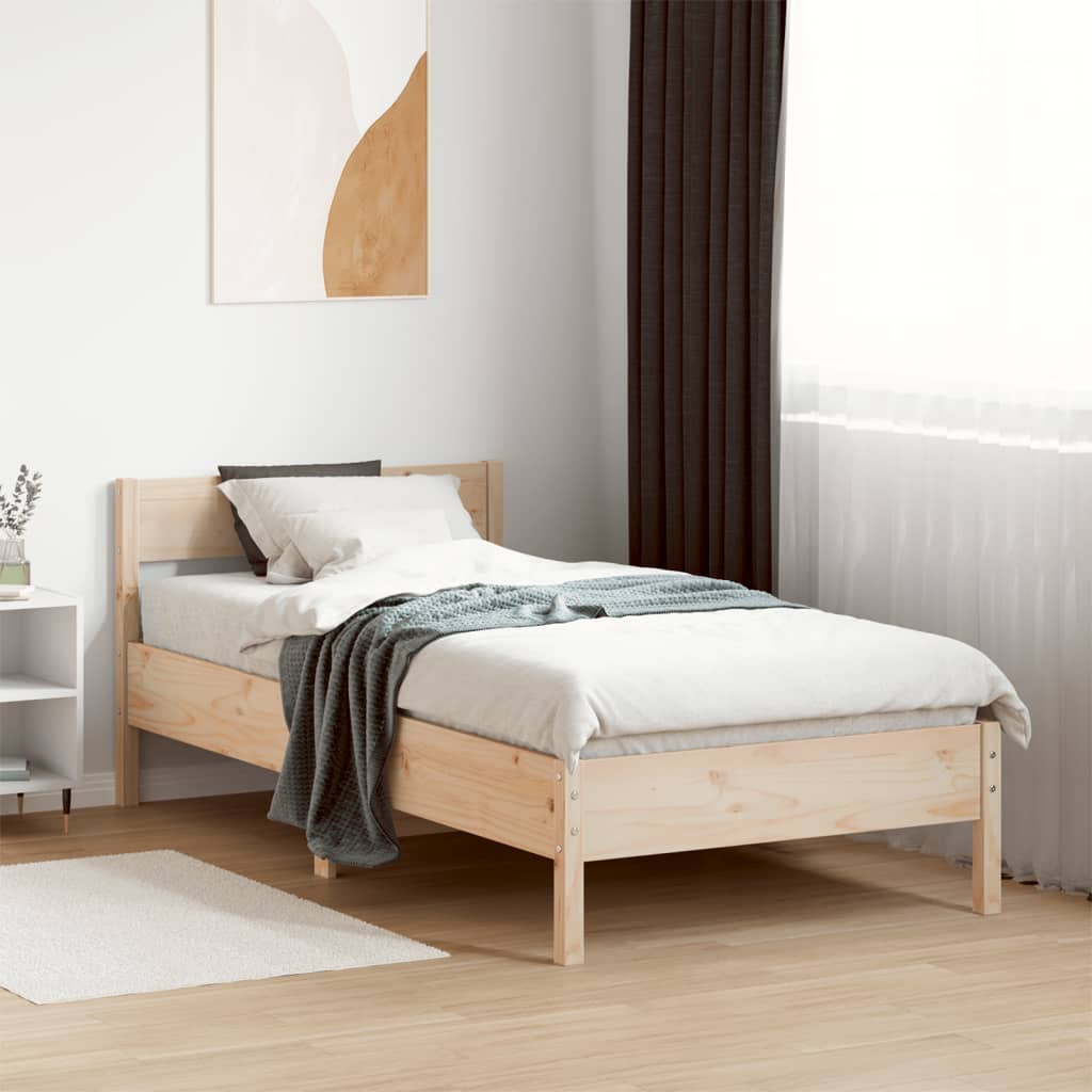 Bed Frame with Headboard 100x200 cm Solid Wood Pine