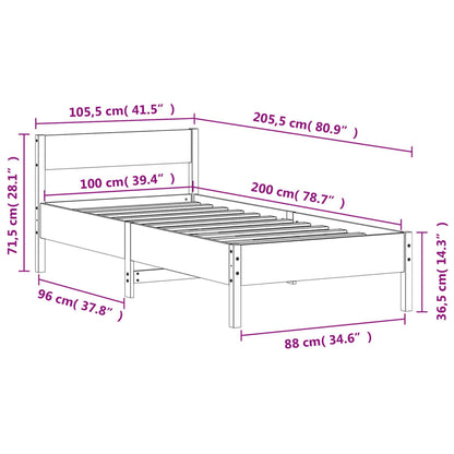 Bed Frame with Headboard 100x200 cm Solid Wood Pine