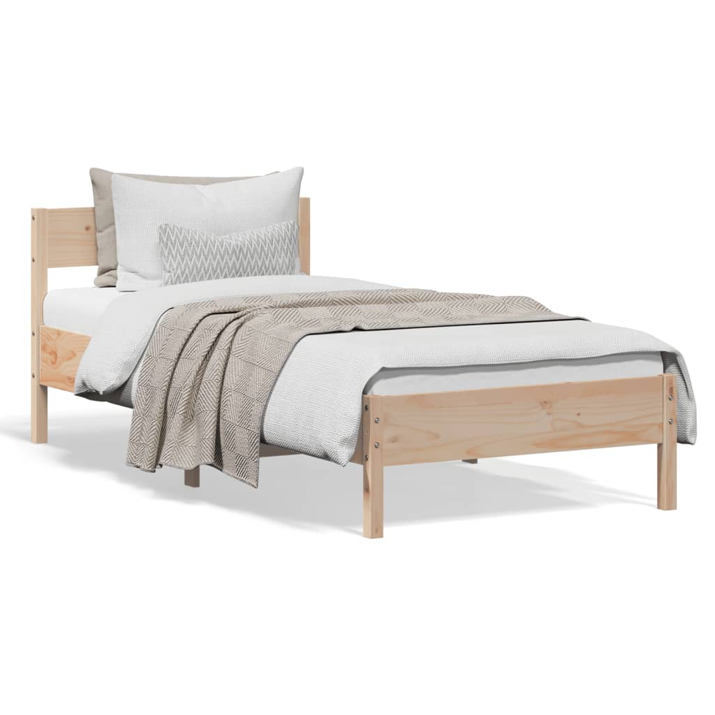 Bed Frame with Headboard 100x200 cm Solid Wood Pine