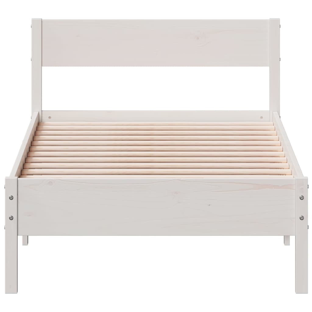 Bed Frame with Headboard White 100x200 cm Solid Wood Pine