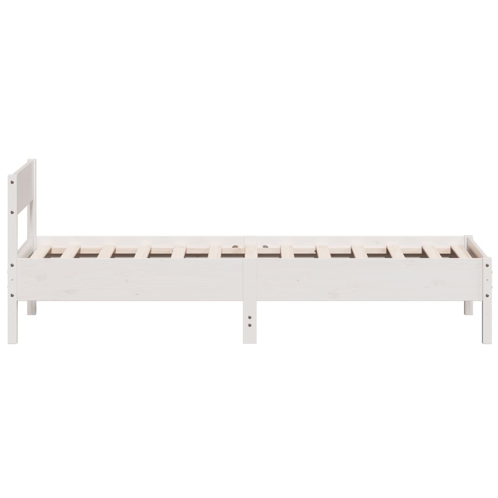 Bed Frame with Headboard White 100x200 cm Solid Wood Pine