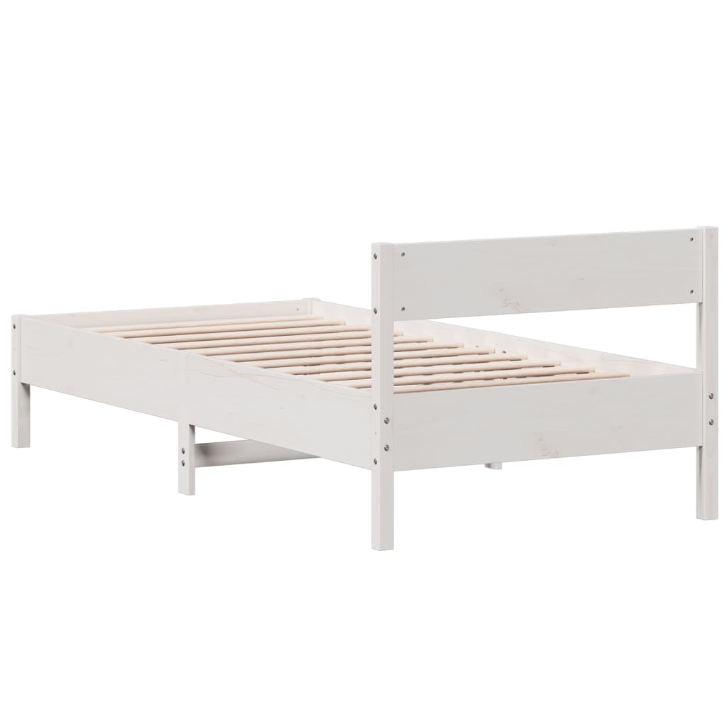 Bed Frame with Headboard White 100x200 cm Solid Wood Pine