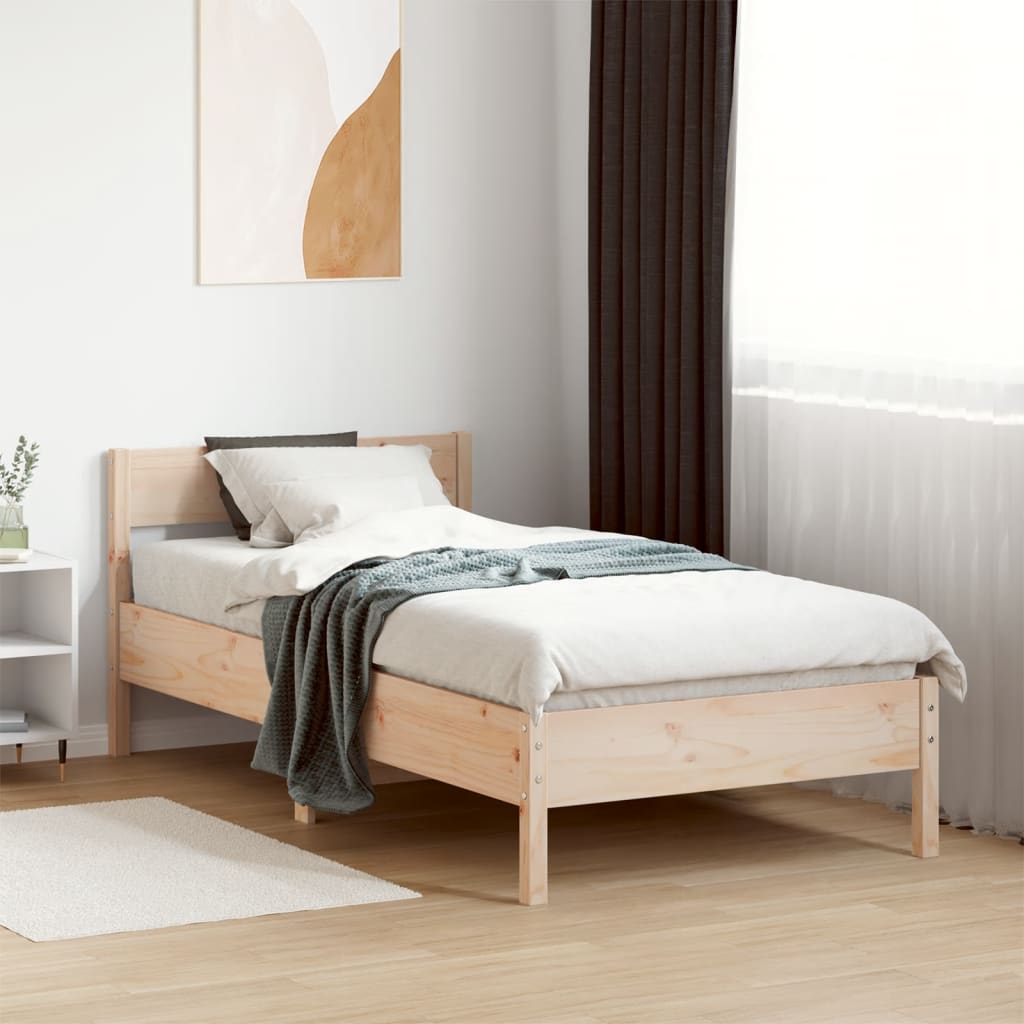 Bed Frame with Headboard 90x200 cm Solid Wood Pine