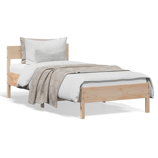 Bed Frame with Headboard 90x200 cm Solid Wood Pine