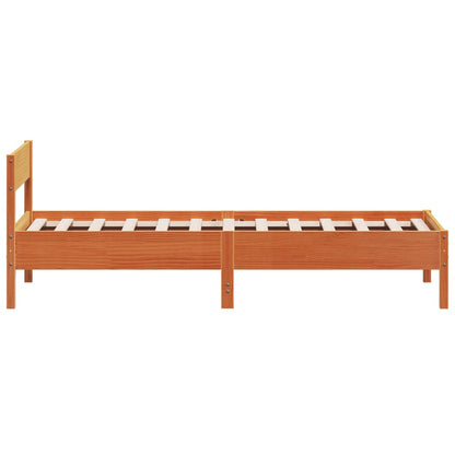 Bed Frame with Headboard Wax Brown 90x200 cm Solid Wood Pine