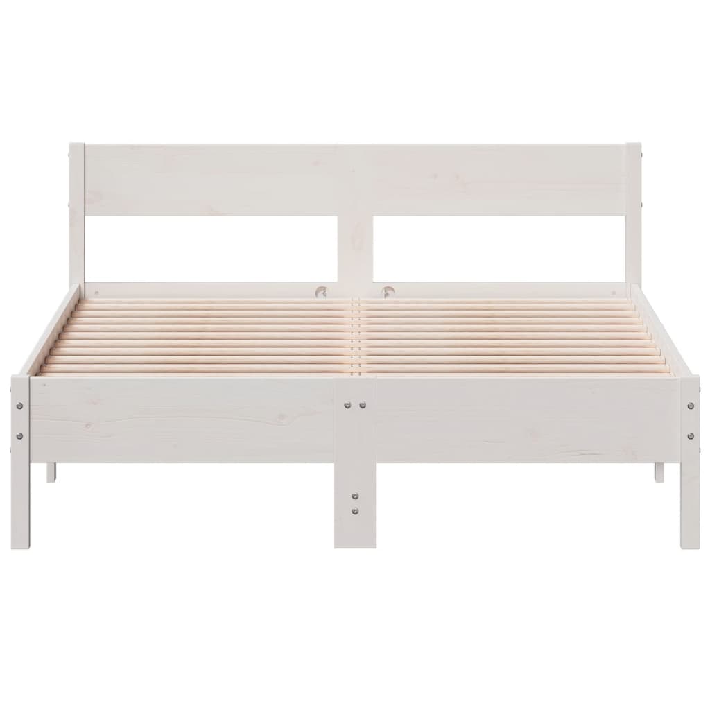 Bed Frame with Headboard White 140x190 cm Solid Wood Pine