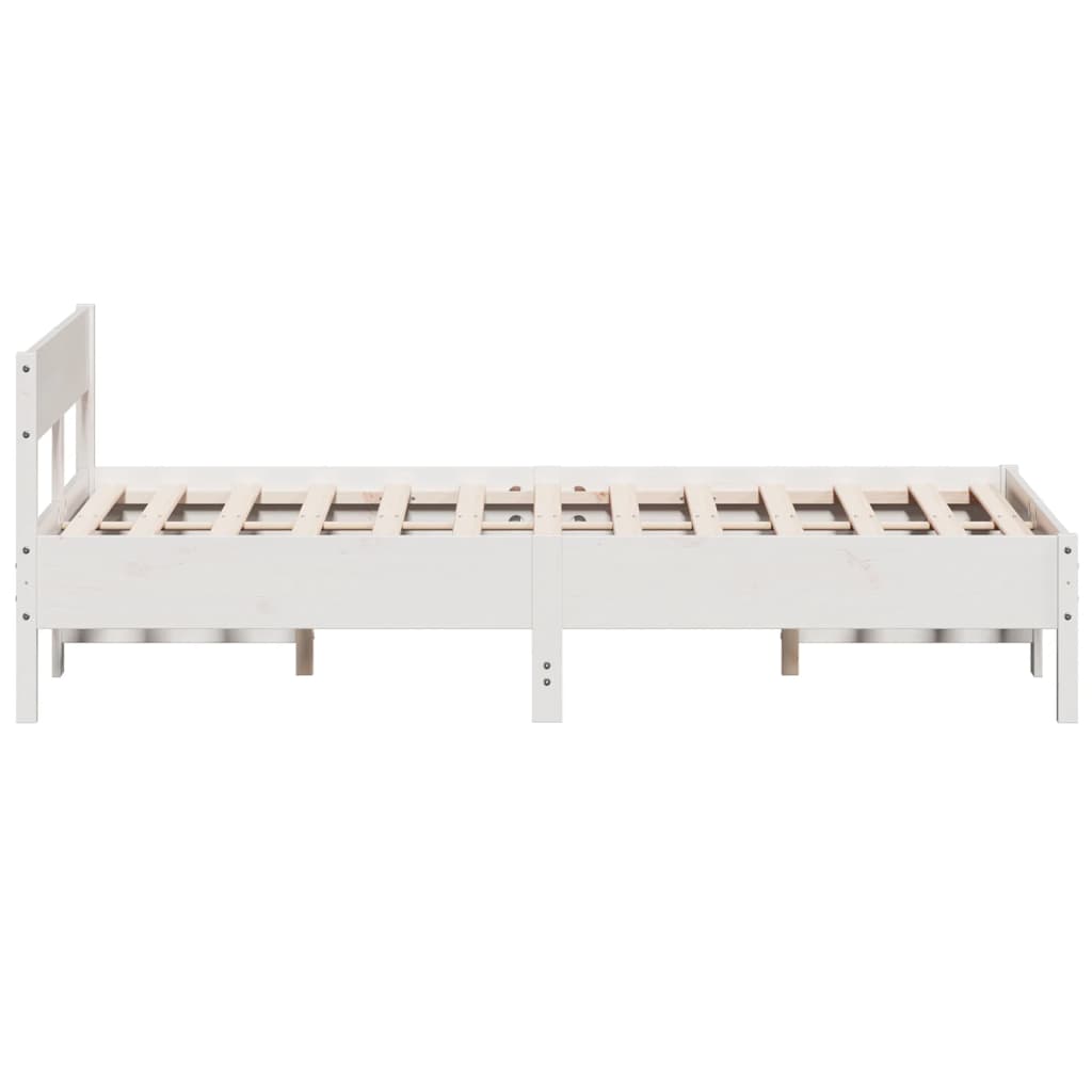 Bed Frame with Headboard White 135x190 cm Double Solid Wood Pine