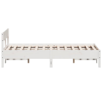 Bed Frame with Headboard White 135x190 cm Double Solid Wood Pine