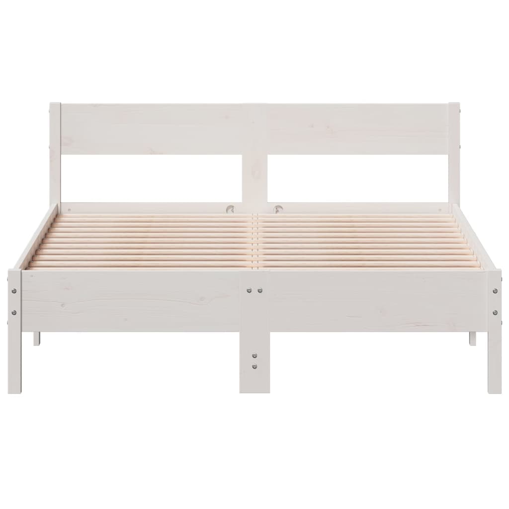 Bed Frame with Headboard White 120x190 cm Small Double Solid Wood Pine