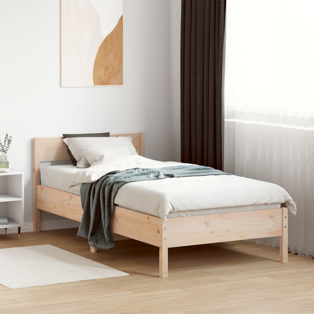 Bed Frame with Headboard 90x190 cm Single Solid Wood Pine