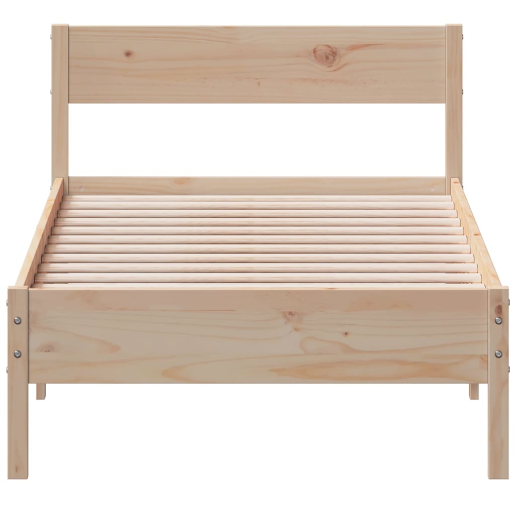 Bed Frame with Headboard 90x190 cm Single Solid Wood Pine