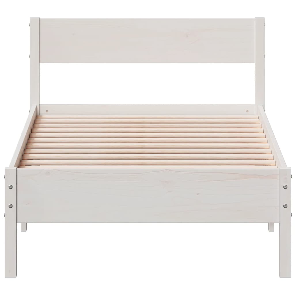 Bed Frame without Mattress White 90x190 cm Single Solid Wood Pine