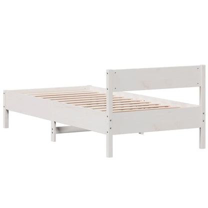 Bed Frame without Mattress White 90x190 cm Single Solid Wood Pine