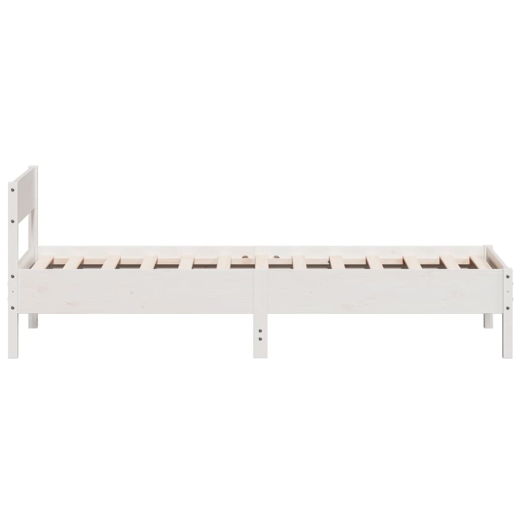 Bed Frame with Headboard White 75x190 cm Small Single Solid Wood Pine