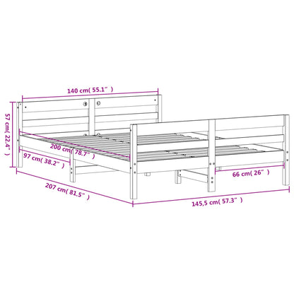 Bed Frame with Headboard Wax Brown 140x200 cm Solid Wood Pine