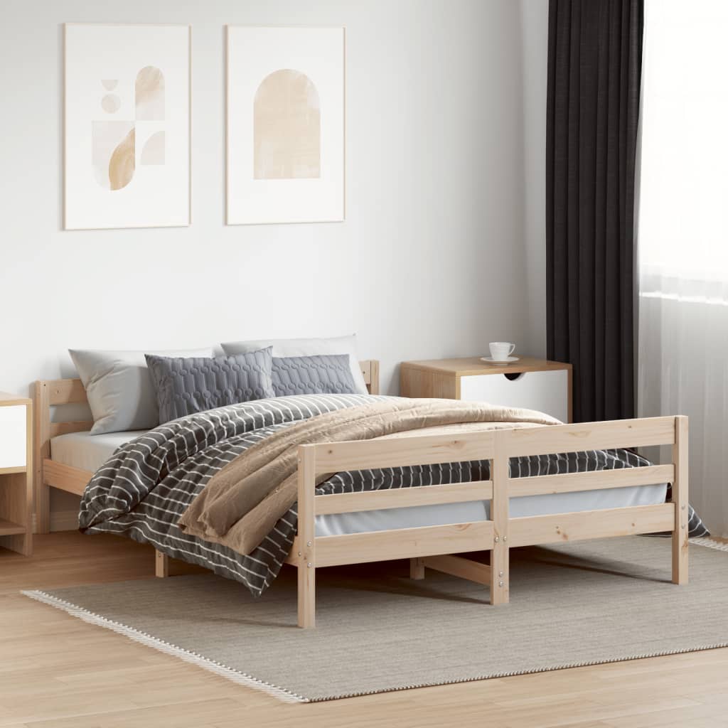 Bed Frame with Headboard 120x200 cm Solid Wood Pine