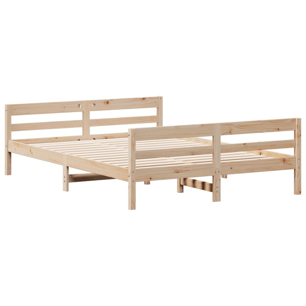 Bed Frame with Headboard 120x200 cm Solid Wood Pine