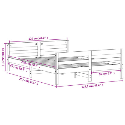 Bed Frame with Headboard 120x200 cm Solid Wood Pine