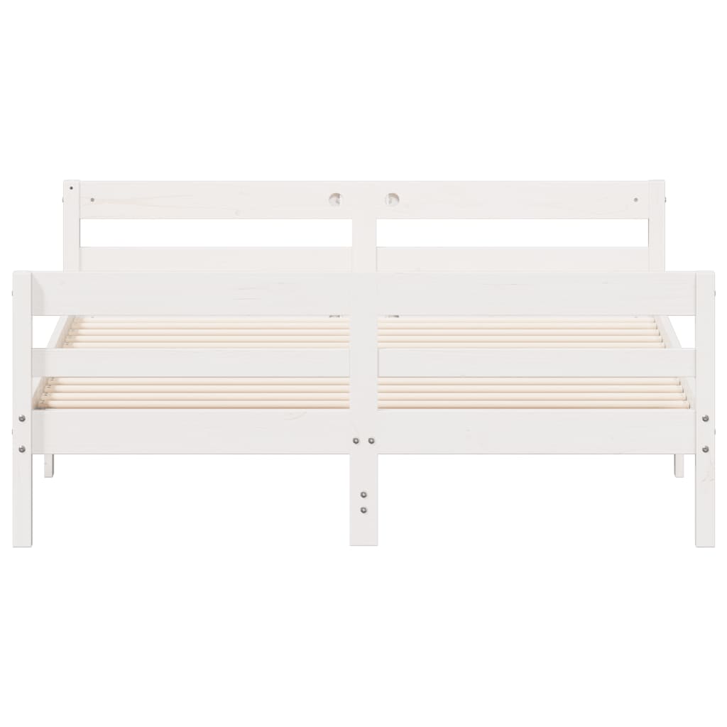 Bed Frame with Headboard White 120x200 cm Solid Wood Pine