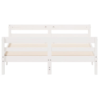 Bed Frame with Headboard White 120x200 cm Solid Wood Pine