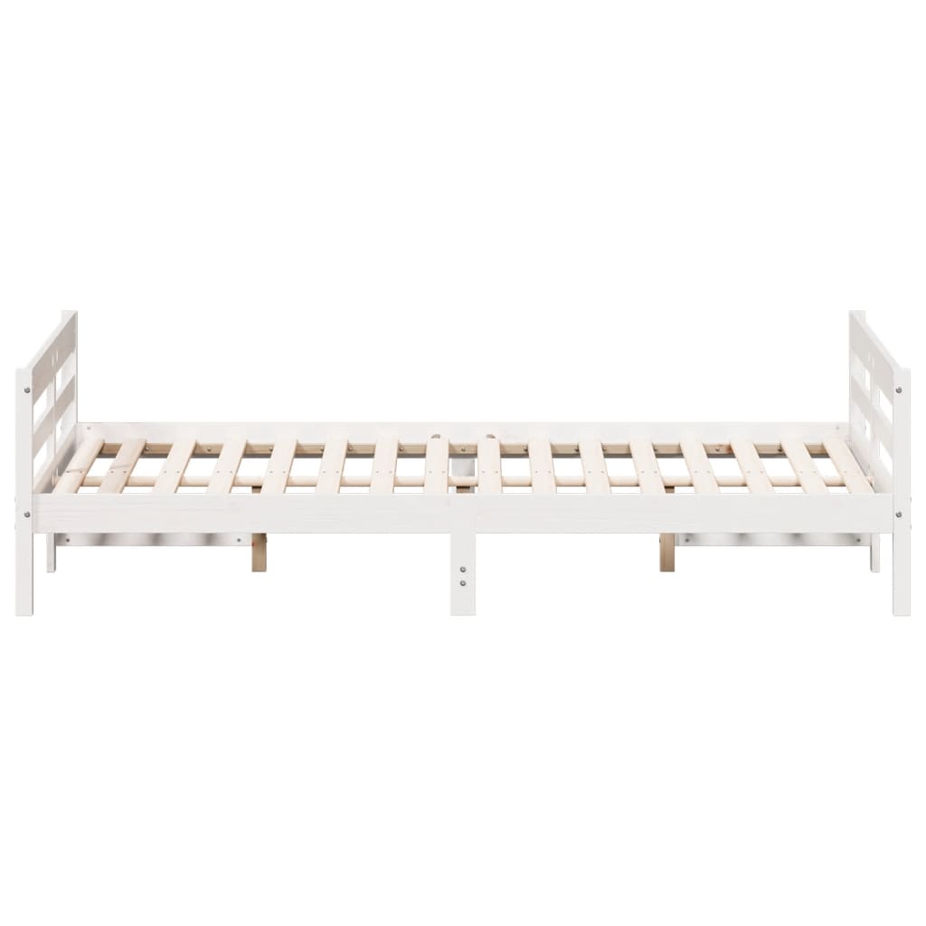 Bed Frame with Headboard White 120x200 cm Solid Wood Pine