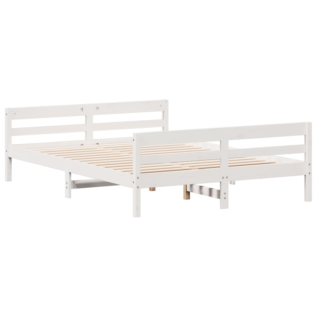 Bed Frame with Headboard White 120x200 cm Solid Wood Pine