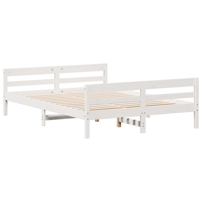 Bed Frame with Headboard White 120x200 cm Solid Wood Pine