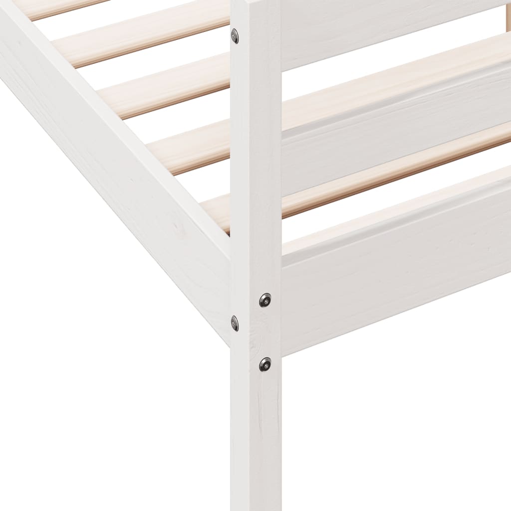 Bed Frame with Headboard White 120x200 cm Solid Wood Pine