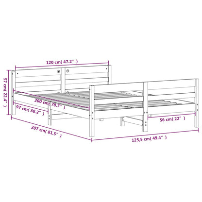 Bed Frame with Headboard White 120x200 cm Solid Wood Pine