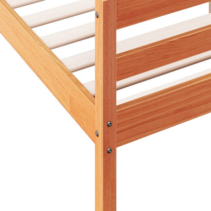 Bed Frame with Headboard Wax Brown 120x200 cm Solid Wood Pine