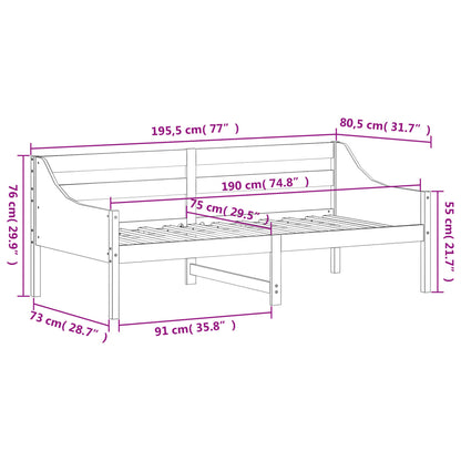 Day Bed White 75x190 cm Solid Wood Pine