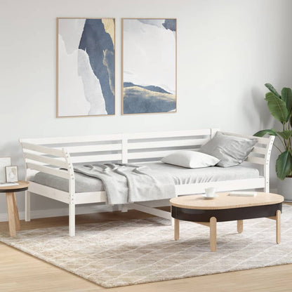 Day Bed White 100x200 cm Solid Wood Pine