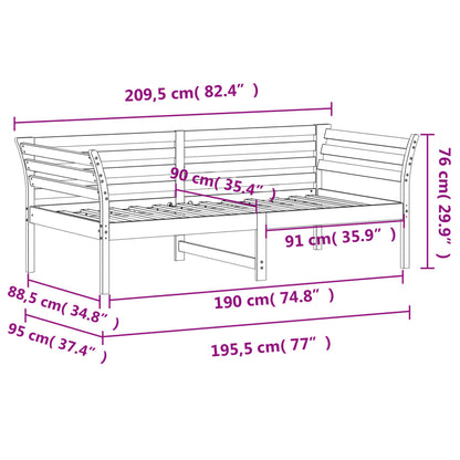 Day Bed 90x190 cm Solid Wood Pine