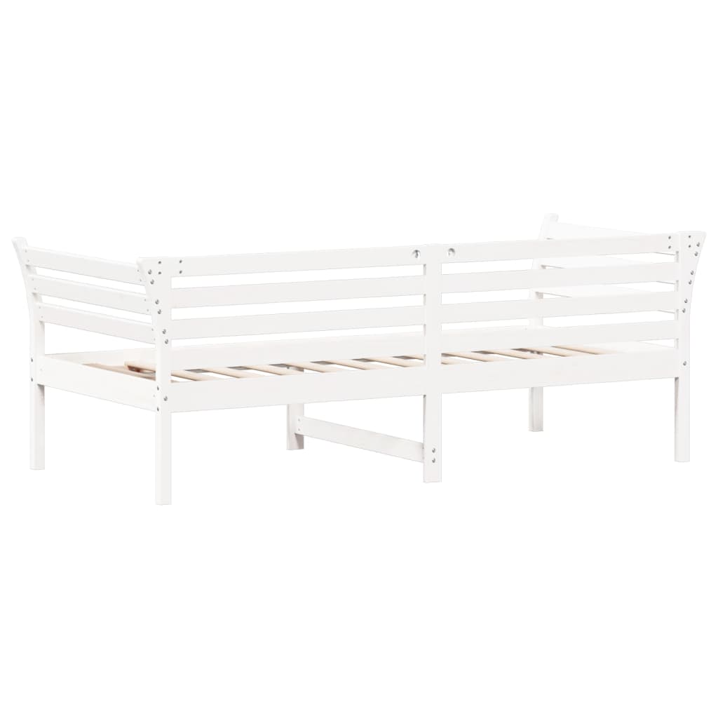 Day Bed without Mattress White 75x190 cm Small Single Solid Wood Pine