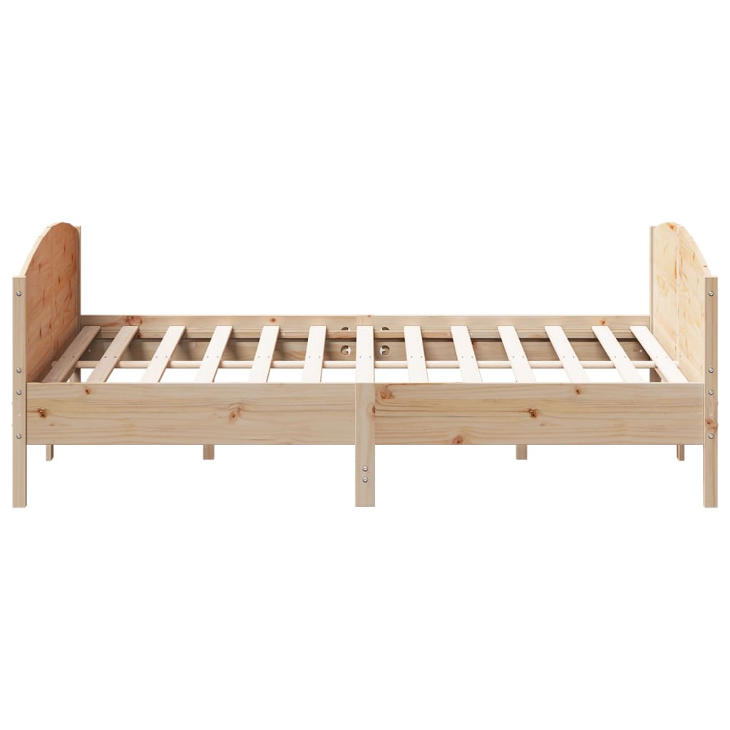 Bed Frame with Headboard 200x200 cm Solid Wood Pine