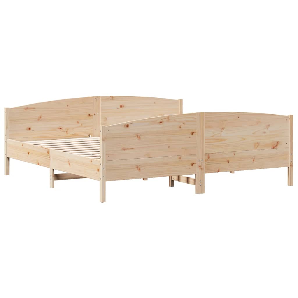 Bed Frame with Headboard 200x200 cm Solid Wood Pine